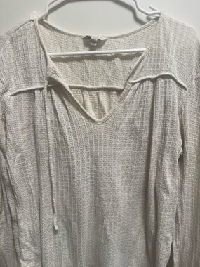 Lucky Brand Cream Waffle Knit Peasant Tunic